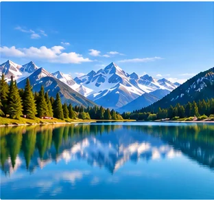 Mountain lake panorama before enhancement